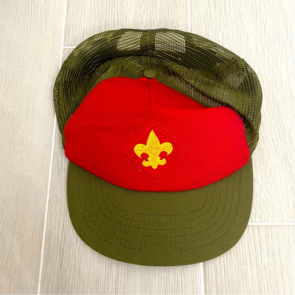 🔴Vintage Boy Scout Green Red Mesh Hat